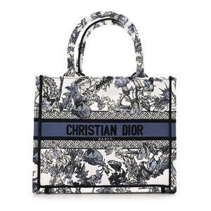 Christian Dior Small Book Tote - Chardons Toile De Jouy - White / Blue - Canvas